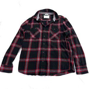 Urban Pipeline Tartan Flannel Button Up Shirt Mens Size Medium M Black Red